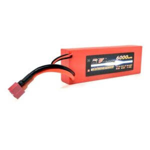 Dinogy LIPO 6000mAh 2S 7.4V 100C Red Fixed wire Hardcase Deans