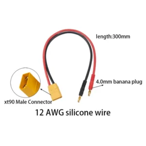 XT90 Male to 4.0mm Banana Plug with 30CM 12AWG Silicone Charger Cable